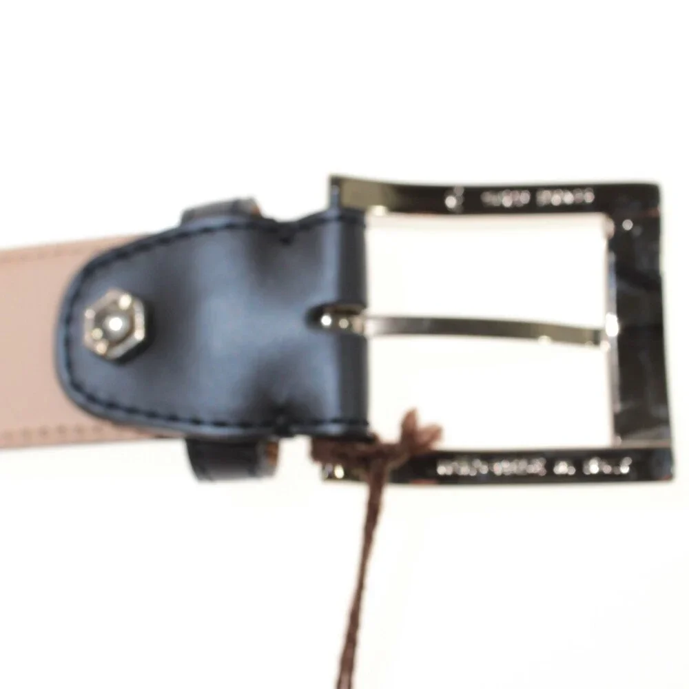 Di Bianco NWT Cut to Size Dress Belt In Solid Navy Blue Leather One Size
